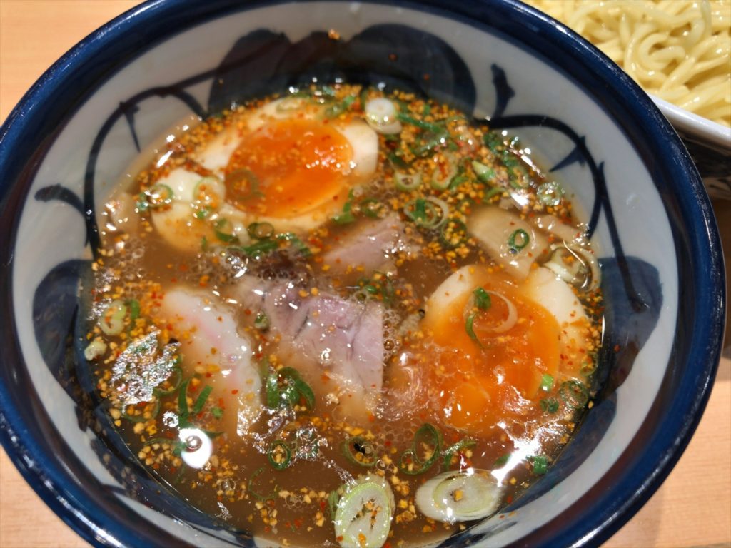 光が丘ラーメンランチ 青葉 味玉つき特製つけ麺と数量限定 柚子唐辛子 光が丘びいき